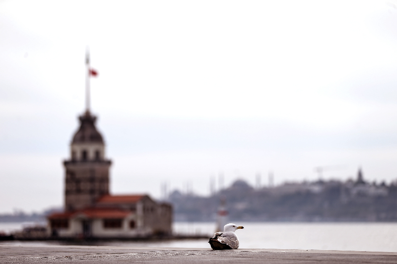 Sokağa çıkma kısıtlaması ikinci gününde Kız Kulesi Çevresi