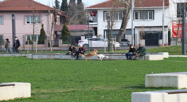 Sakarya’da kış ayında yazdan kalma gün yaşayan insanlar sahil ve parklara akın etti