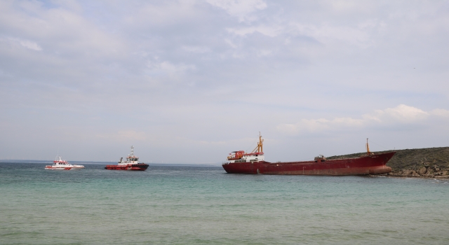 Çanakkale’de karaya oturan gemi kurtarıldı