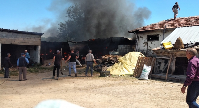 Kırklareli’nde tarım aletlerinin bulunduğu depoda çıkan yangın söndürüldü
