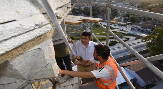 Edirne Valisi Kırbıyık, restorasyonu süren Selimiye Camisi’nde incelemelerde bulundu