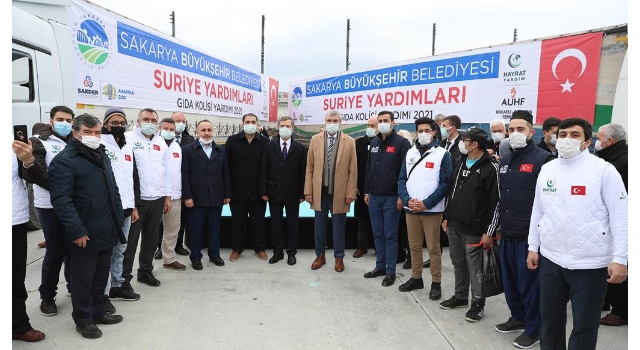 Sakarya’dan Suriye’ye 11 yardım tırı gönderildi