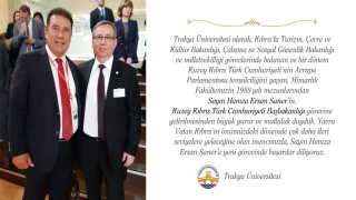Rektör Tabakoğlu, Trakya Üniversitesi mezunu KKTC Başbakanı Saner’i kutladı