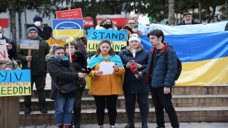 Sakarya’da yaşayan Ukraynalılar, Rusya’yı protesto etti