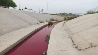 Tekirdağ’da bir kanalın suyu kırmızı akmaya başladı