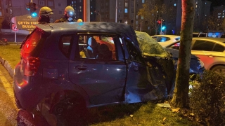 Tekirdağ’da servis minibüsüne çarpan otomobilin sürücüsü yaralandı